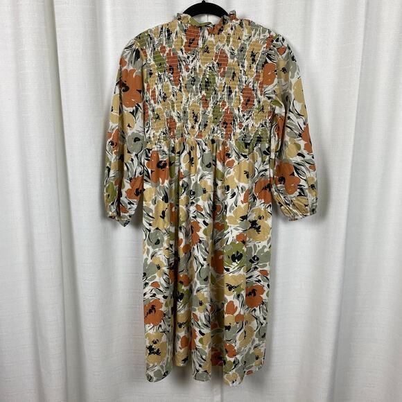 Jessakae Tan&Cream Fall Floral Smocked Bodice Long Sleeve Dress Sz.12-14Y - Picture 6 of 10